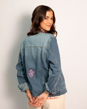 Chaqueta blue jean parche lila