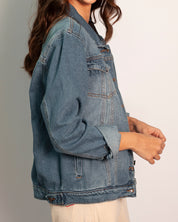 Chaqueta blue jean parche lila