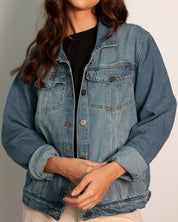 Chaqueta blue jean parche lila