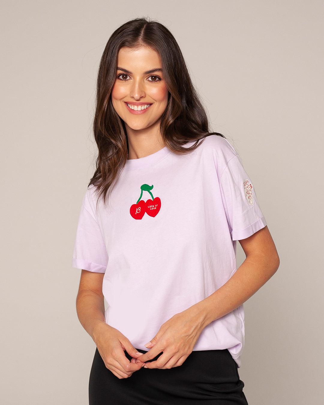 Camiseta cerezas lila