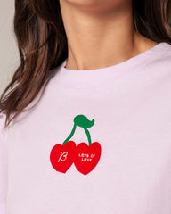 Camiseta cerezas lila