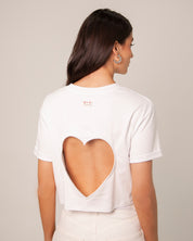 Camiseta Crop Corazon Abierto Atras