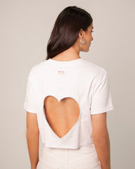 Camiseta Crop Corazon Abierto Atras
