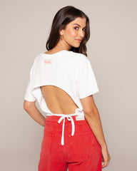 Camiseta espalda abierta amarrar blanca