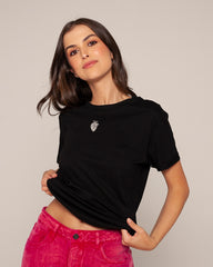 Camiseta simple pvc negra/plateado