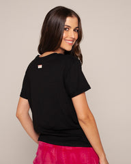 Camiseta simple pvc negra/plateado