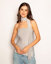 Top Strapless Plateado