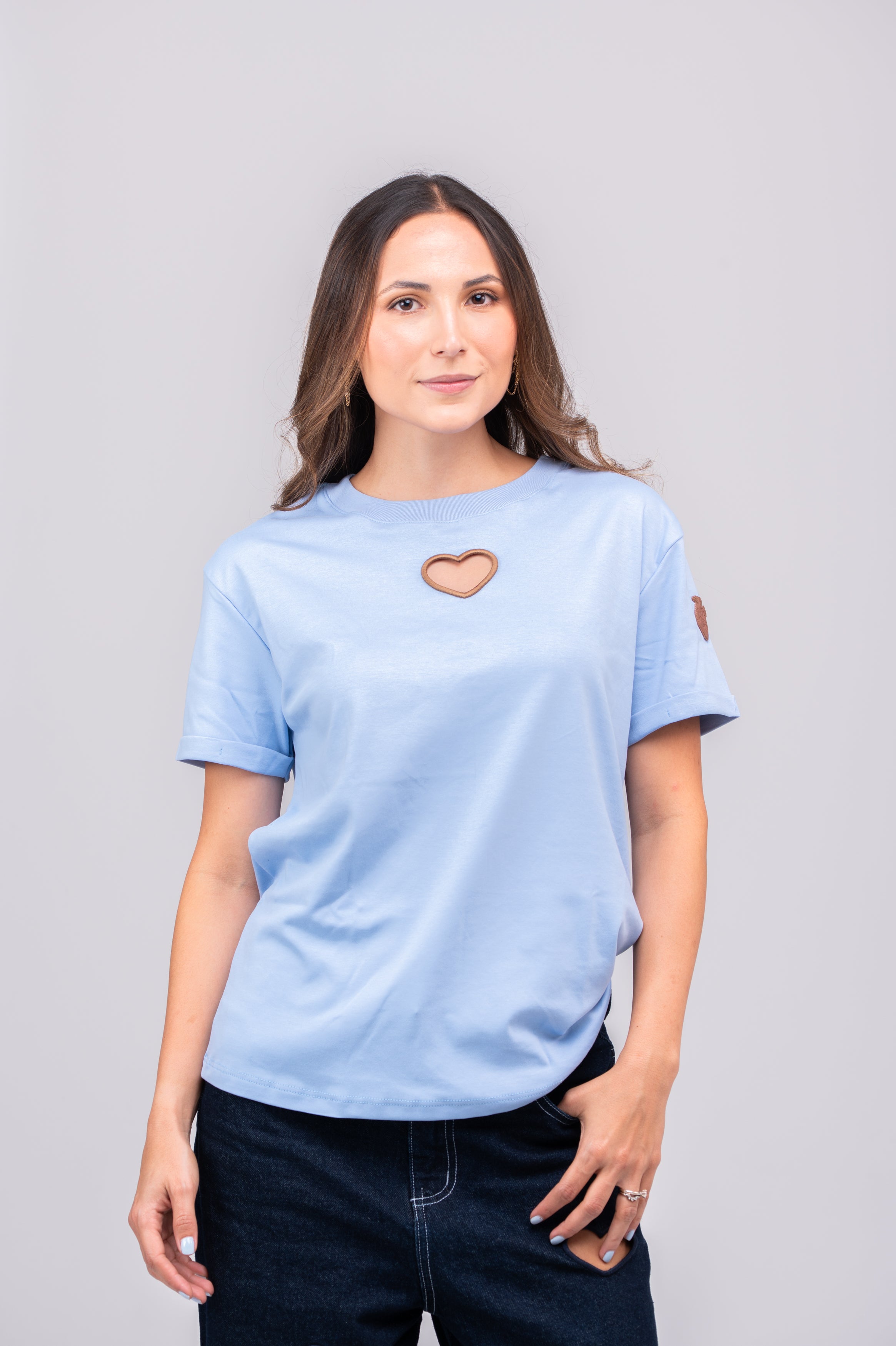 Camiseta Open Heart Special Edition Baby Blue/Café