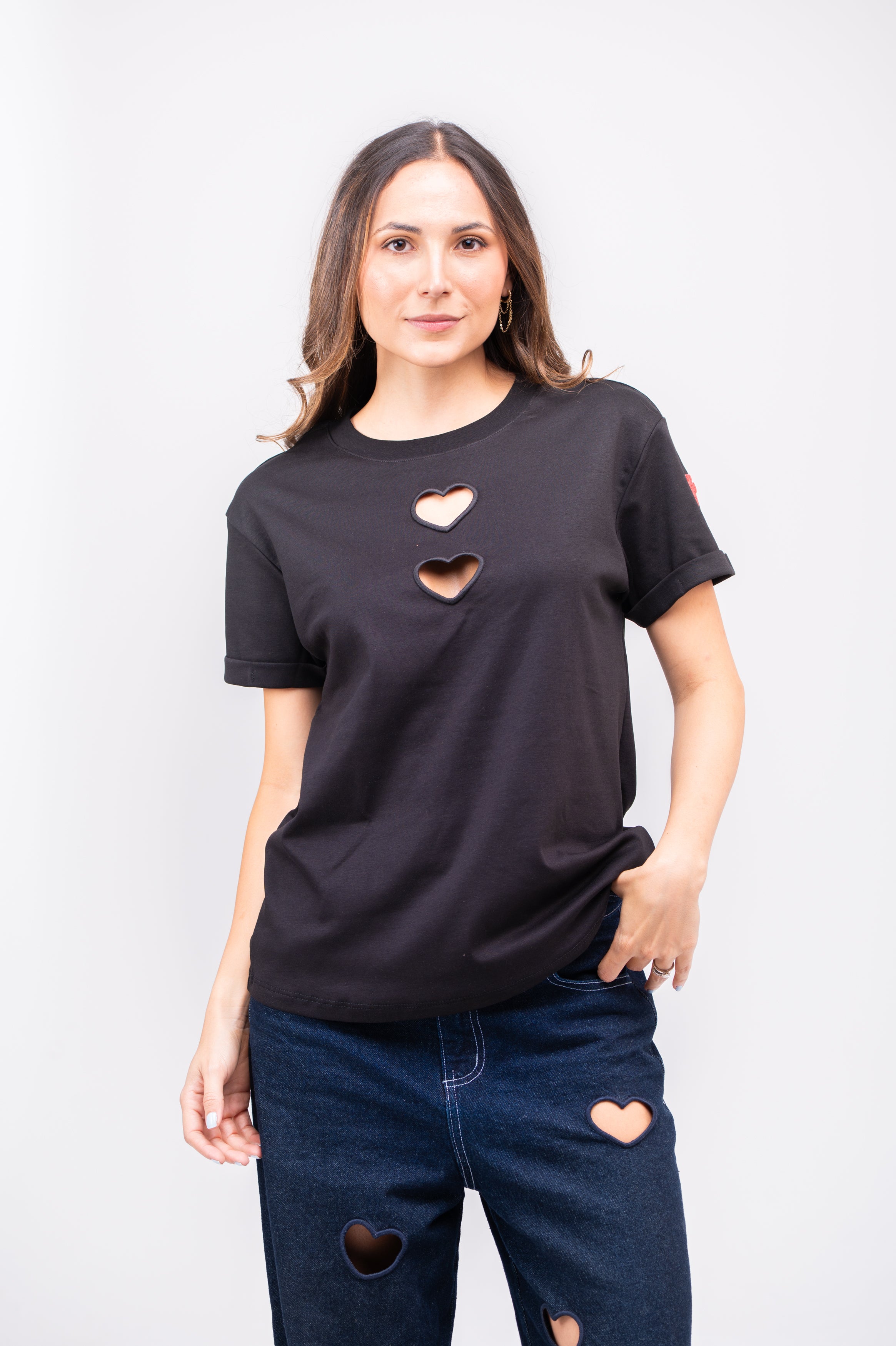 Camiseta Double Hearts Negro