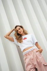 Camiseta cerezas blanca
