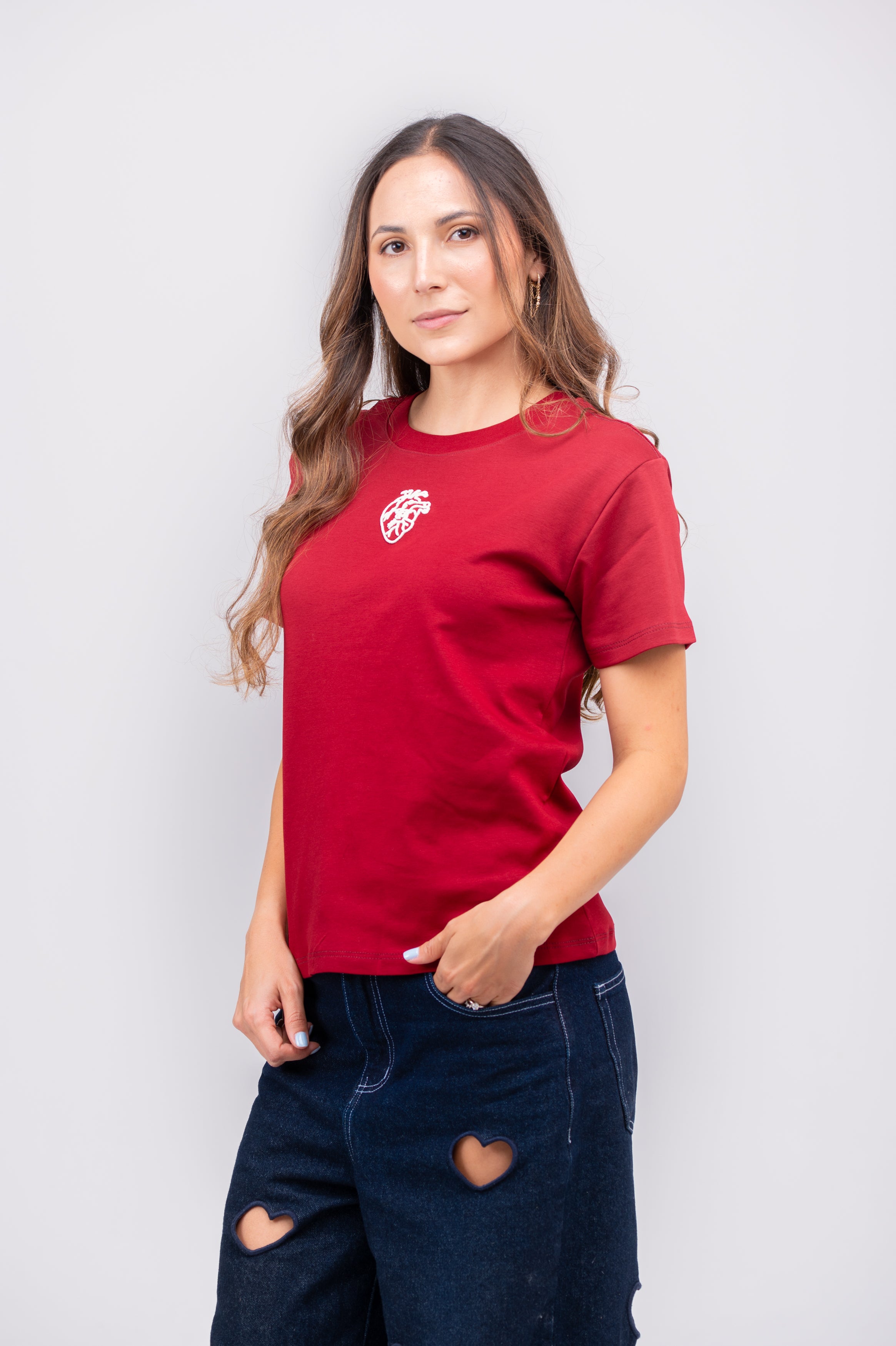Camiseta Signature Heart Vino/Crudo