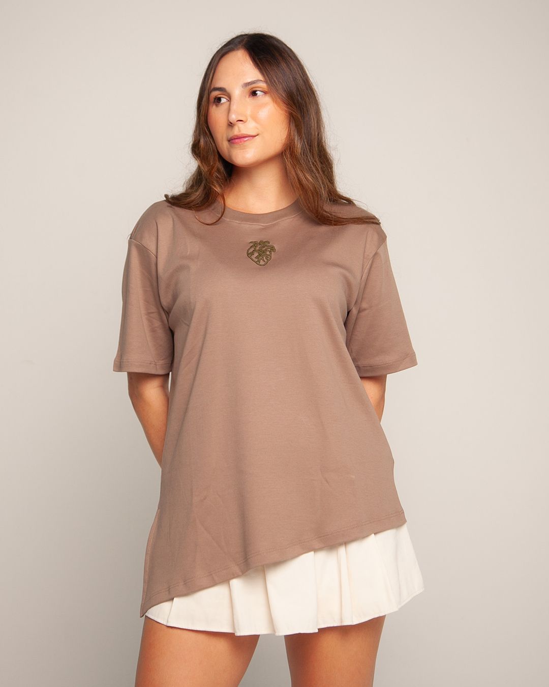 Camiseta Corte Oversized Cafe