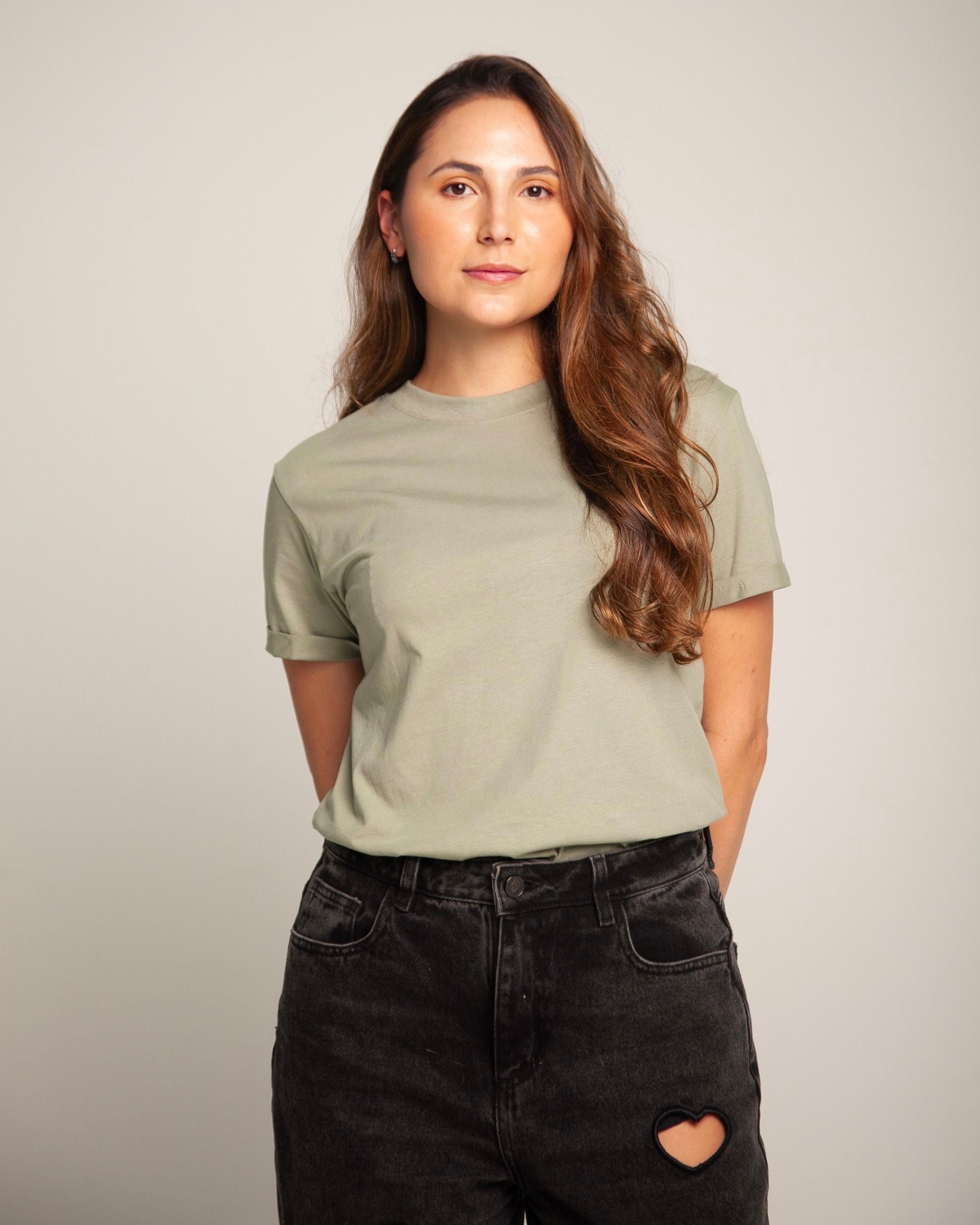 Camiseta Corazón Bordado Verde