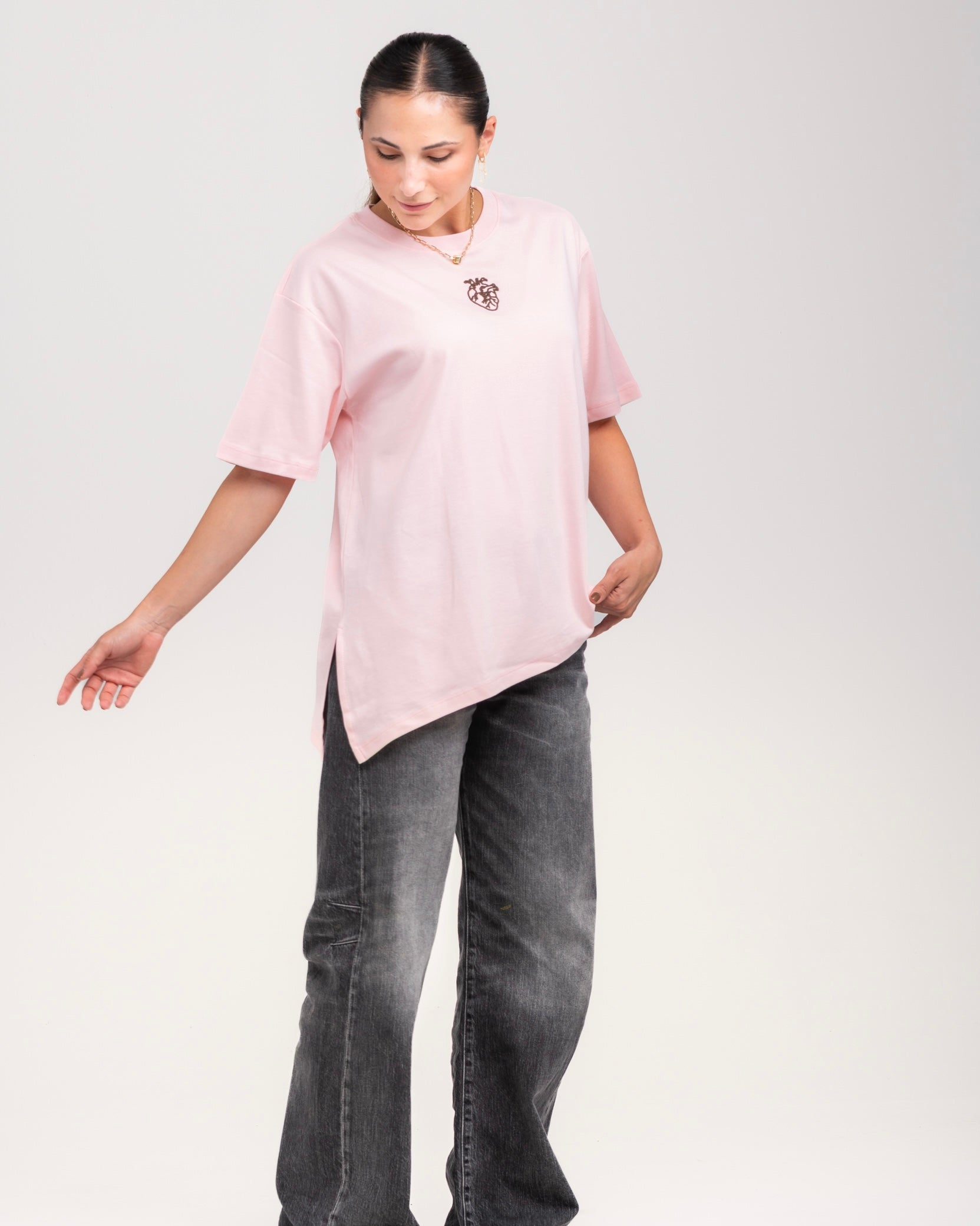 Camiseta Corte Oversized Rosada