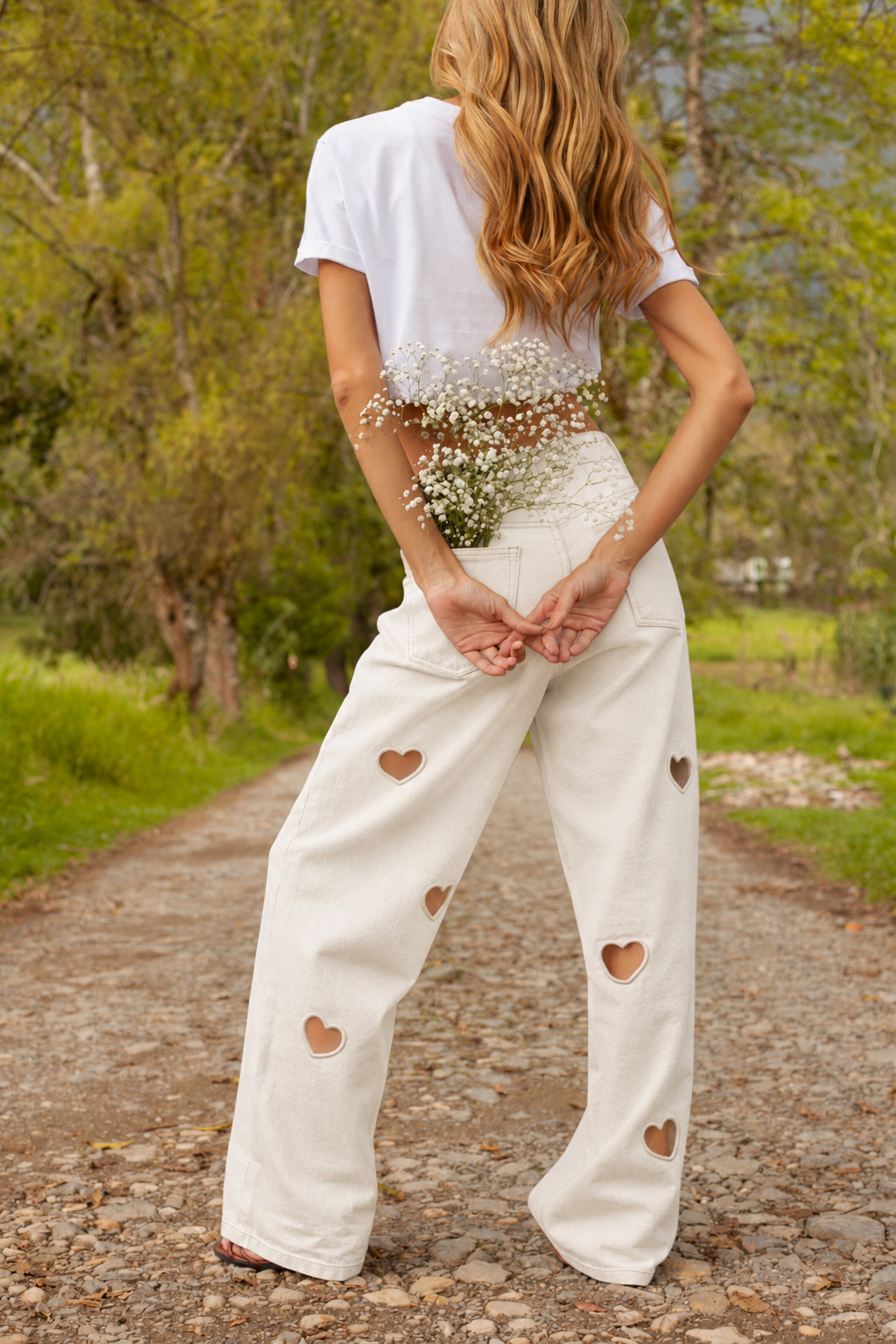 Jean All Hearts Blanco