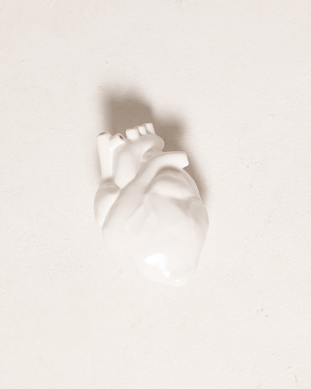 Corazon anatomico en ceramica blanco small