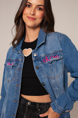 Chaqueta blue jean hilo fucsia