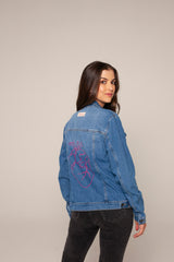 Chaqueta blue jean hilo fucsia