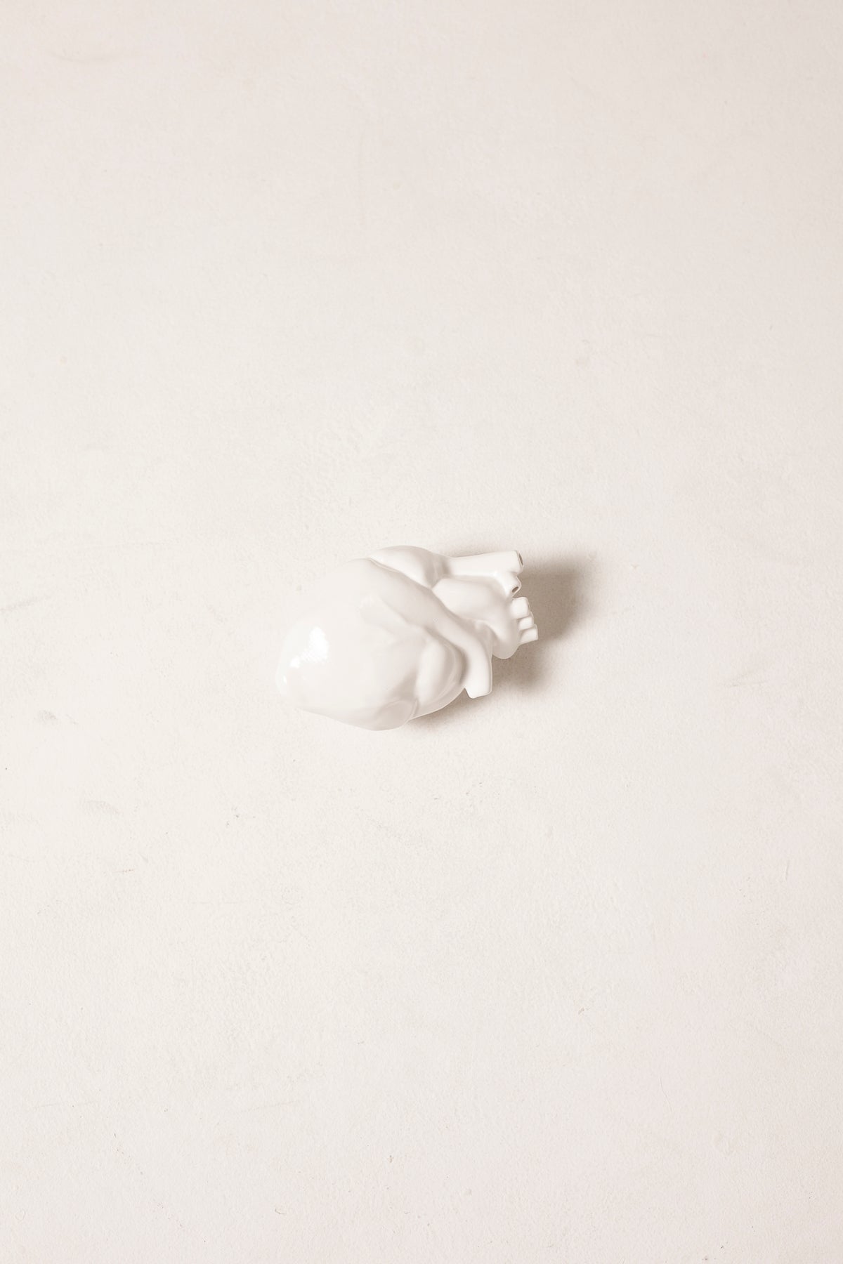 Corazon anatomico en ceramica blanco small