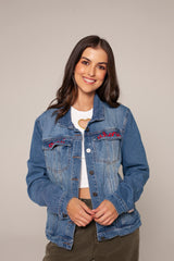 Chaqueta blue jean hilo rojo