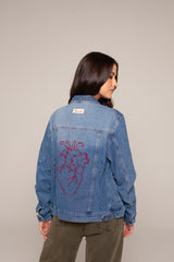 Chaqueta blue jean hilo rojo
